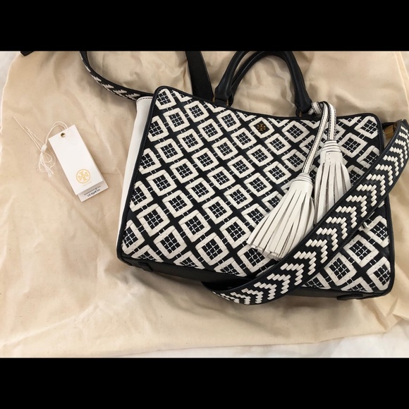 Tory Burch Robinson woven-leather satchel - Picture 8 of 8